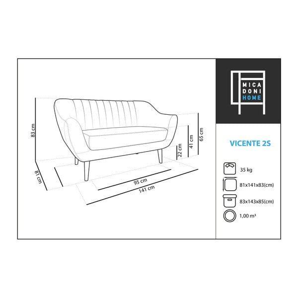 Bež dvosedežna zofa Micadoni Home Vincente-image-2
