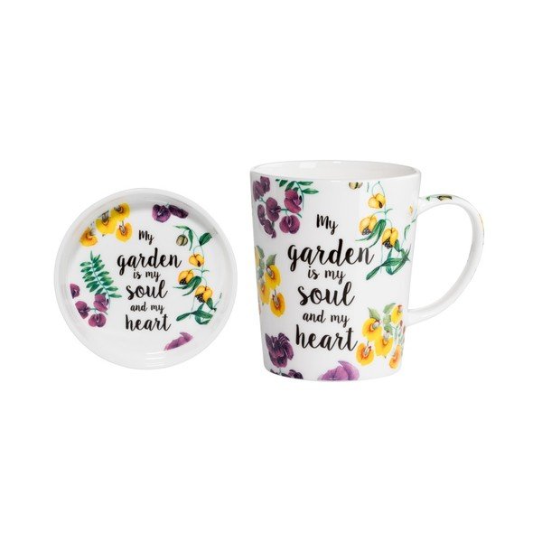 Maxwell & Williams Set lončka in pladnja iz kostnega porcelana Soul Heart, 400 ml