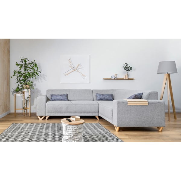 Svetlo siva raztegljiva/s prostorom za shranjevanje kotna sedežna garnitura (desni kot/v obliki črke L) Classy Sophie – Miuform-image-1