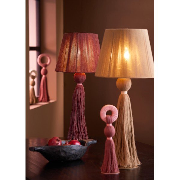 Opečnato oranžna namizna svetilka s tekstilnim senčilom (višina 58 cm) Espino – Light & Living-image-1