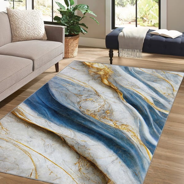 Modra pralna preproga 80x150 cm Golden Spill – Mila Home-image-4