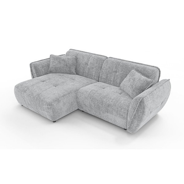 Svetlo siva kotna sedežna garnitura iz šenilje (levi kot/z ležalnikom) Nelia – Ropez-image-2