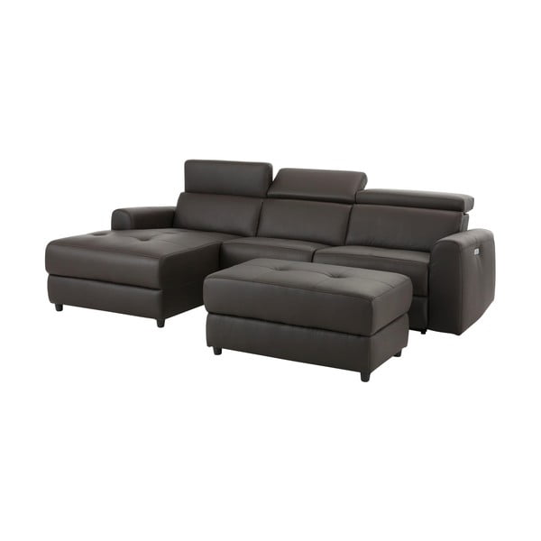 Temno rjava kotna sedežna garnitura iz umetnega usnja (levi kot) Capena – Støraa-image-4