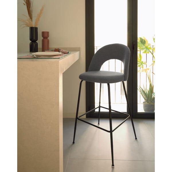 Sivi barski stoli v kompletu 4 ks (višina sedeža 63 cm) Mahalia – Kave Home-image-1