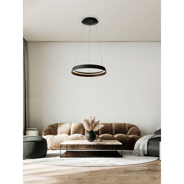 Mat črna aluminijasta LED zatemnitvena viseča svetilka s senčilom iz akrilnega stekla ø 45 cm Ormi – Nova Luce-image-1