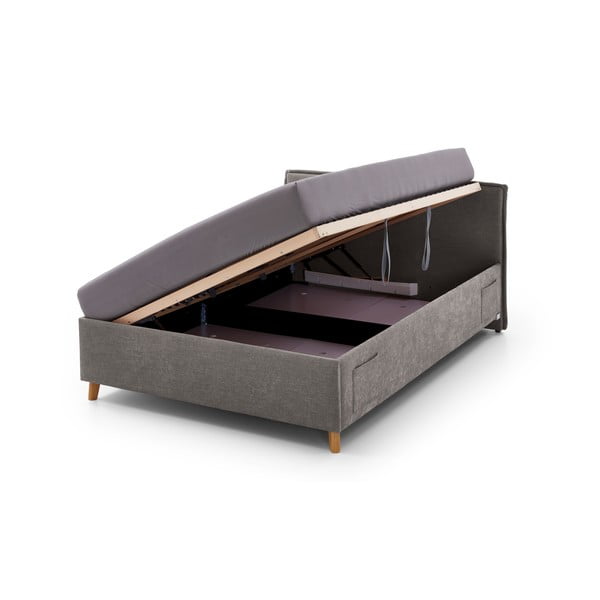 Siva oblazinjena otroška postelja s prostorom za shranjevanje z letvenim dnom 120x200 cm Fun – Meise Möbel-image-2