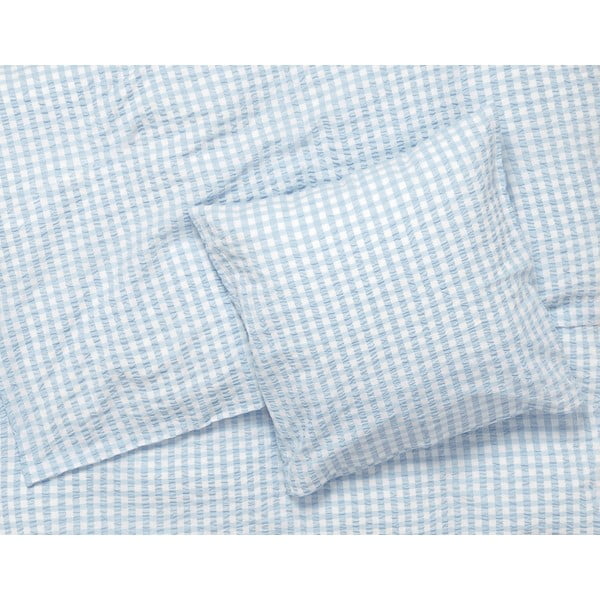 Bela/svetlo modra posteljnina iz krepa 140x200 cm Bæk&Bølge – JUNA-image-1