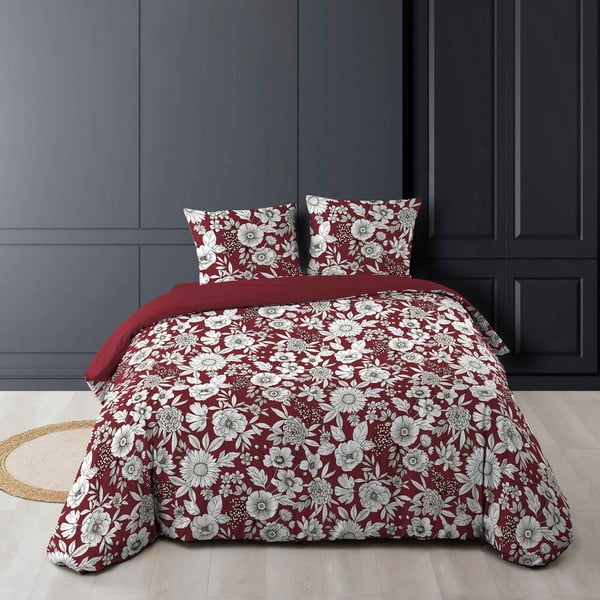 Rdeča/bela bombažna podaljšana posteljnina za zakonsko posteljo 240x220 cm Milady – douceur d'intérieur