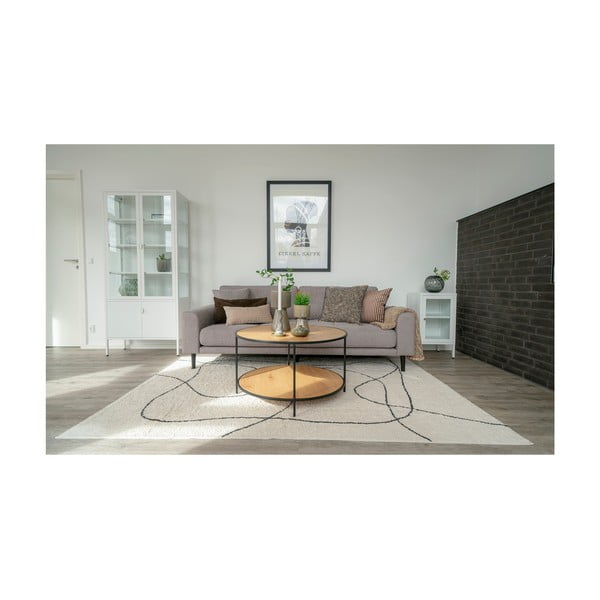 Okrogla mizica z mizno ploščo v hrastovem dekorju v naravni barvi ø 80 cm Vita – House Nordic-image-4