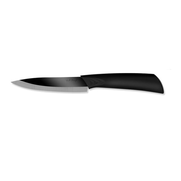 Keramični nož za obrezovanje s poliranim rezilom, 10 cm, črn