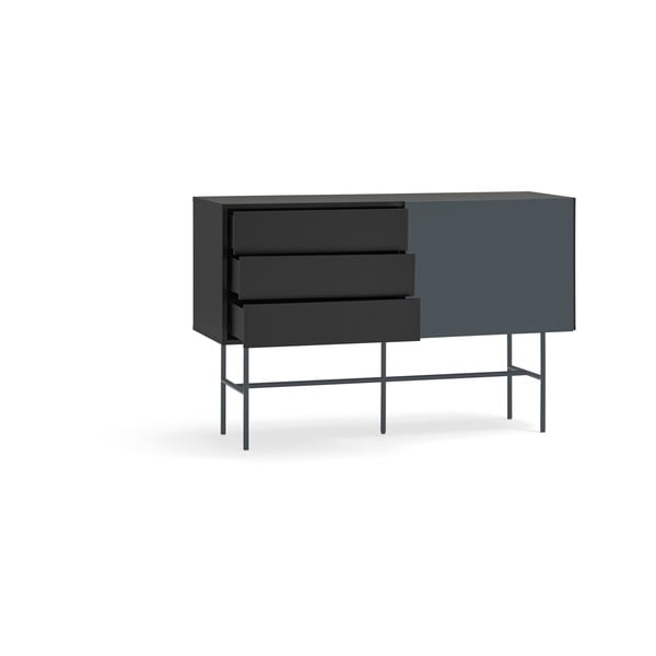 Črna/antracitno siva nizka komoda z drsnimi vrati 140x91 cm Nube – Teulat-image-4