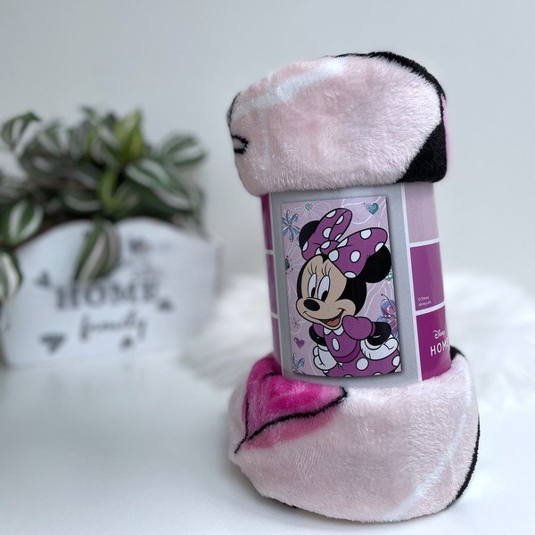 Rožnata otroška odeja iz mikropliša 100x150 cm Minnie Flowers – Jerry Fabrics-image-1