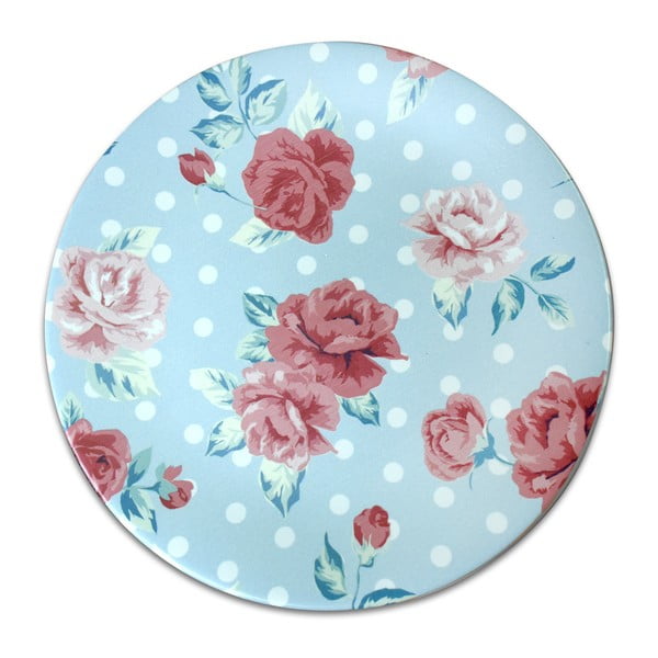 Svetlo modri keramični krožnik Vrtnice, ⌀ 26 cm