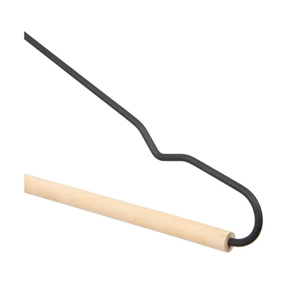 Komplet 2 črnih obešalnikov za oblačila z lesenim detajlom Compactor Frosted-image-3