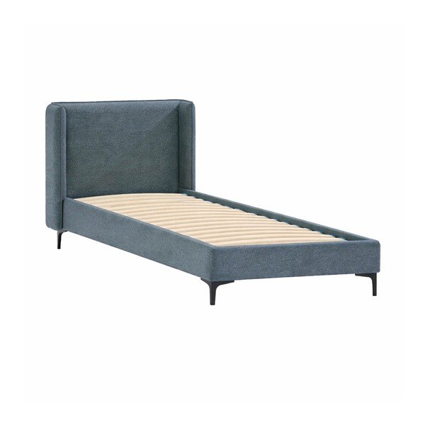 Modra oblazinjena postelja z letvenim dnom 90x200 cm Basti – Ropez