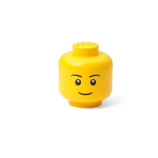 Rumena škatla za shranjevanje v obliki glave LEGO® Boy, 10,5 x 10,6 x 12 cm