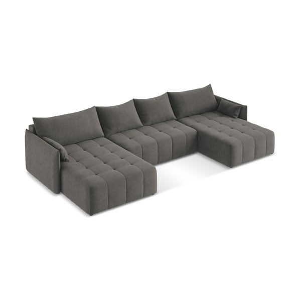Temno siva raztegljiva/s prostorom za shranjevanje kotna sedežna garnitura (v obliki črke "U") Moku – Makamii-image-2
