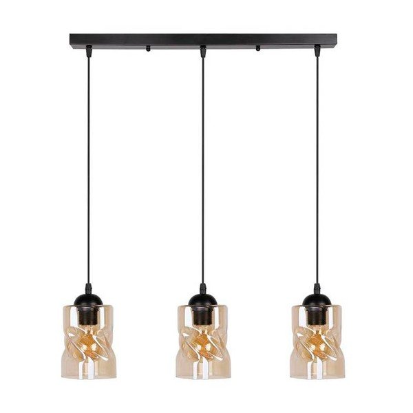 Črna viseča svetilka s steklenim senčnikom 10x62 cm Felis - Candellux Lighting