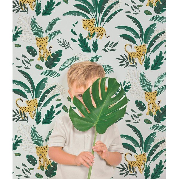 Otroška tapeta 10 m x 50 cm Cheetah & Tropical Leaves – Lilipinso-image-3