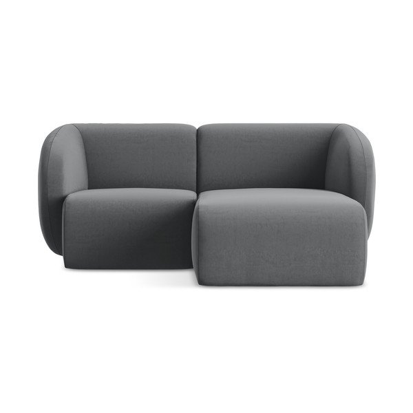 Siva žametna kotna sedežna garnitura (desni kot/z ležalnikom) Lani – Makamii