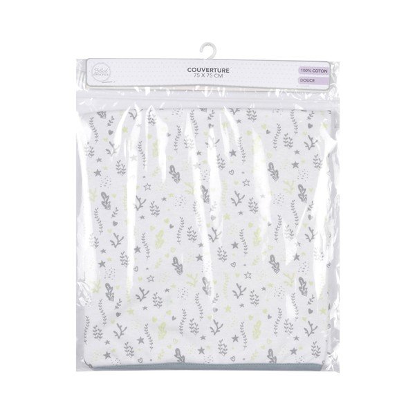 Belo-siva bombažna otroška odeja 75x75 cm Ocean – Bébé Douceur-image-1