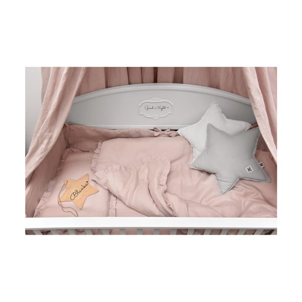 Rožnata otroška lanena rjuha BELLAMY Dusty Pink, 90 x 200 cm-image-1