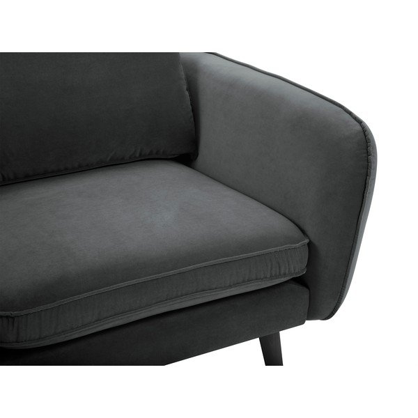 Temno siv žametni fotelj s črnimi nogami Kooko Home Lento-image-4