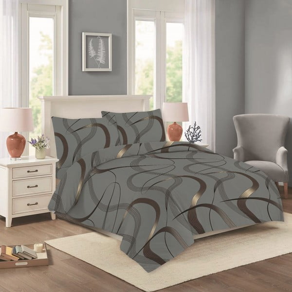 Antracitno siva podaljšana bombažna posteljnina za zakonsko posteljo 200x220 cm Nora – Cotton House