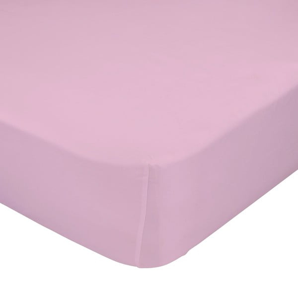 Rožnata elastična rjuha iz čistega bombaža Happy Friday Basic, 90 x 200 cm