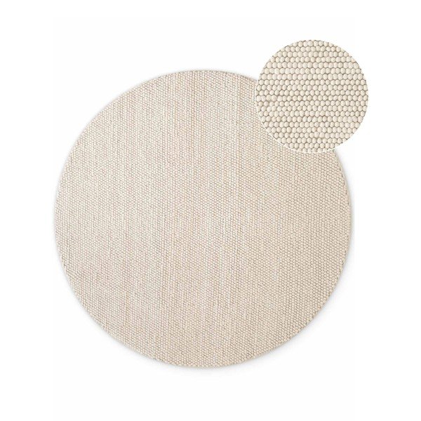 Kremno bela ročno tkana volnena okrogla preproga ø 200 cm Richmond Diana – Ted Baker