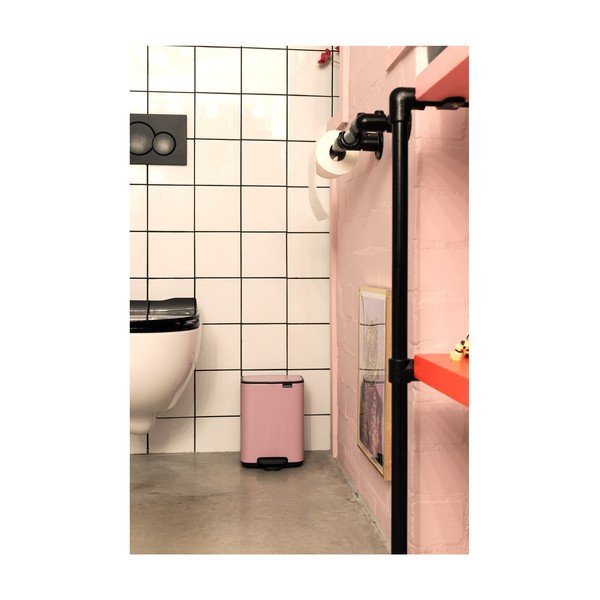 Rožnat jeklen koš za smeti s pedalom 7 l Bo – Brabantia-image-1