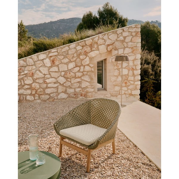 Zelen/naraven vrtni fotelj iz masivnega lesa Olbia – Kave Home-image-1