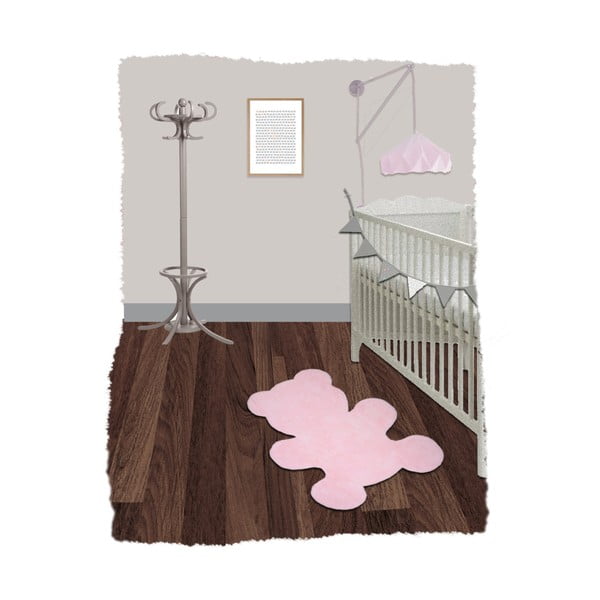 Rožnata otroška ročno izdelana preproga Nattiot Little Teddy, 80 x 100 cm-image-2