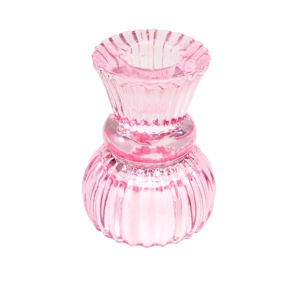 Nizek roza stekleni svečnik - Rex London-image-1