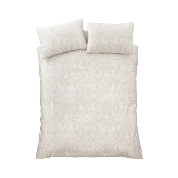 Bež žametna posteljnina za zakonsko posteljo 200x200 cm Bridgerton Regal Birds – Catherine Lansfield