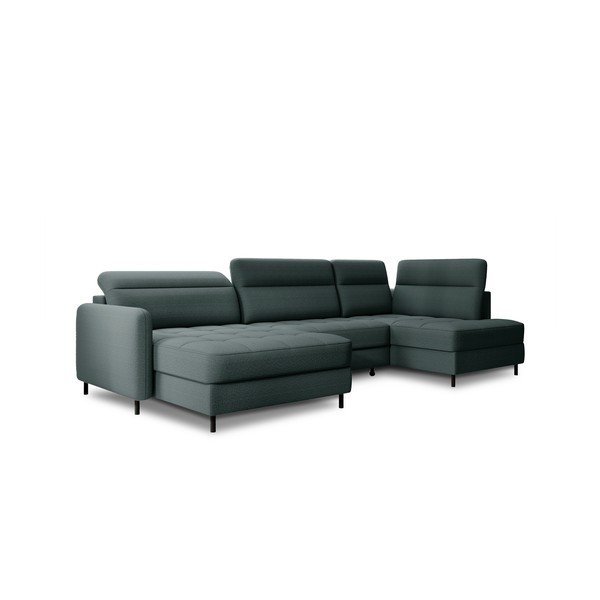 Zelena žametna raztegljiva/s prostorom za shranjevanje kotna sedežna garnitura (desni kot/v obliki črke "U") Berrto – ELTAP-image-2