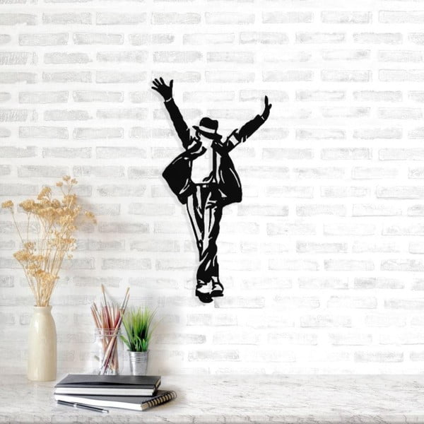Črna kovinska stenska dekoracija Michael Jackson, 36 x 69 cm