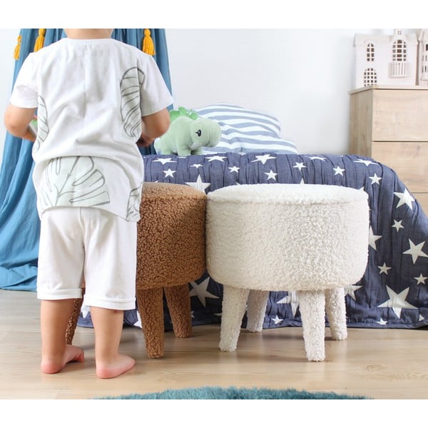 Rjav otroški tabure iz tkanine bouclé Moouv – Artie-image-1