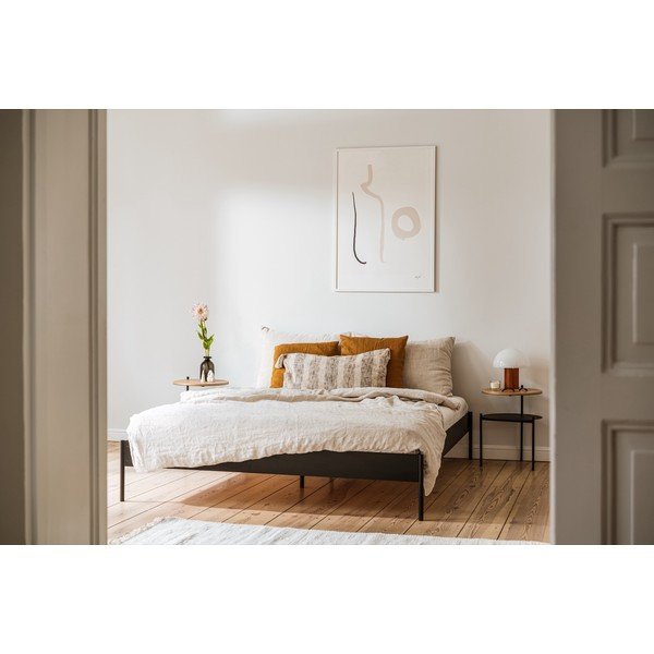 Bela jeklena zakonska postelja brez vzglavja z letvenim dnom 160x200 cm Eton Basic – noo.ma-image-1