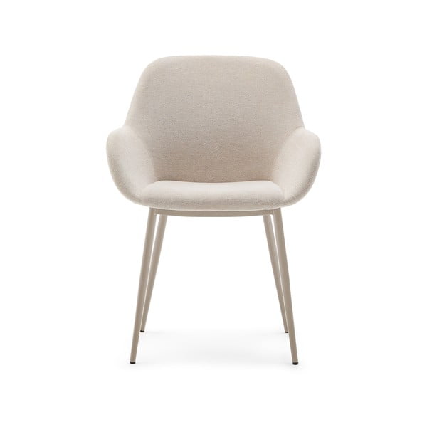 Kremno bel oblazinjen jedilni stol Konna – Kave Home-image-4