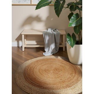 Obojestranska/ročno tkana okrogla preproga iz jute v naravni barvi ø 120 cm Jutta Gold – Hanse Home