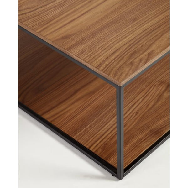 Rjava mizica z vrhom z orehovo ploščo 80x80 cm Yona - Kave Home-image-4