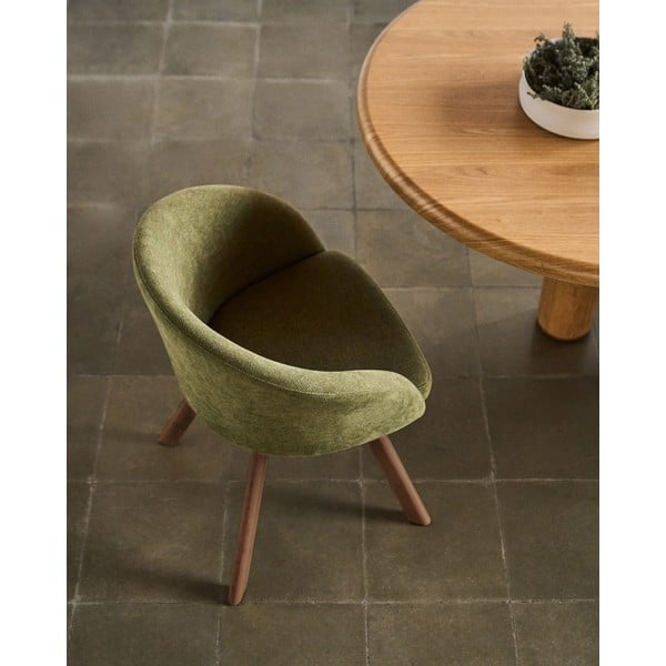 Zelen oblazinjen jedilni stol z nasloni za roke Marvin – Kave Home-image-2