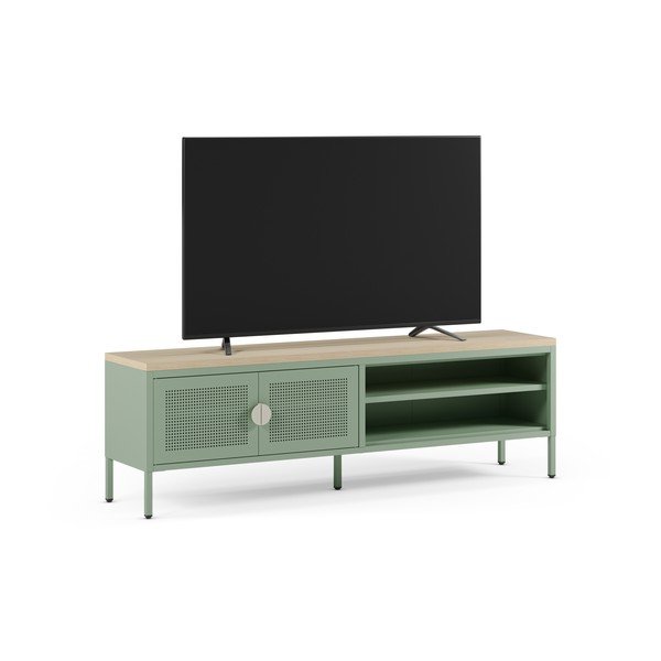 Mentolno zelena/v naravni barvi kovinska TV omarica 160x50x35 cm Sayla – Marckeric-image-1