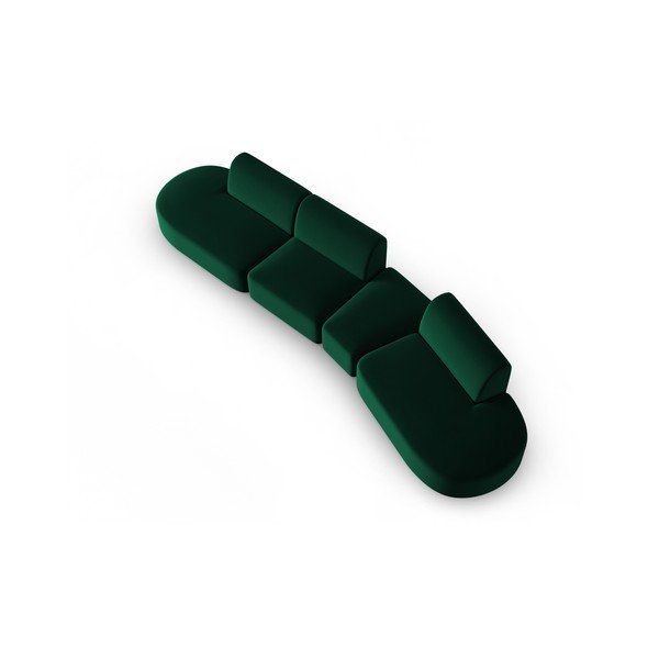 Zelena žametna sedežna garnitura desni kot 428 cm Paolo – Milo Casa-image-1