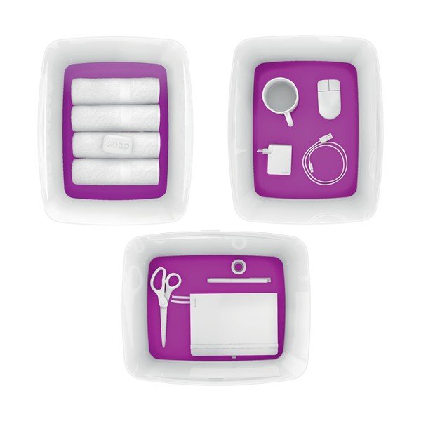 Belo-vijolična škatla za shranjevanje s pokrovom Leizt MyBox, 18 l-image-2