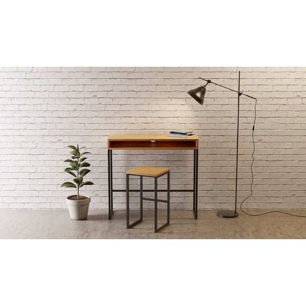 Črn/v naravni barvi barsko stol v hrastovem dekorju Frame – Woodman-image-1