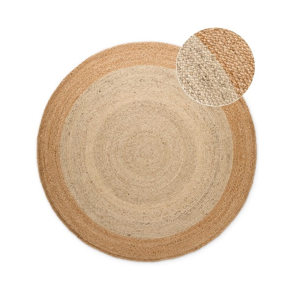Slonokoščena obojestranska ročno tkana okrogla preproga iz jute ø 200 cm Jutta Ivory – Hanse Home