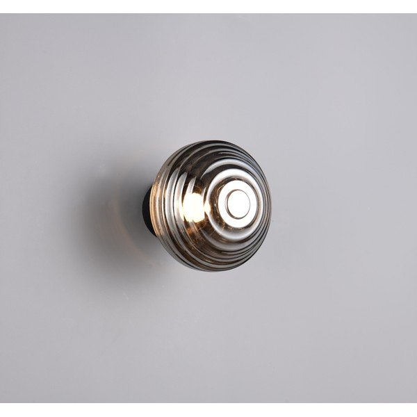 Temno siva steklena LED stenska svetilka na USB ø 15,5 cm Earl – Reality-image-1