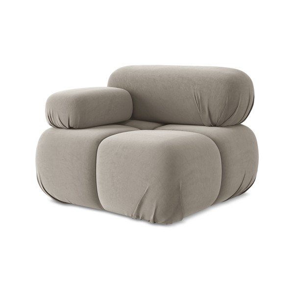 Bež žameten modul za sedežno garnituro (levi kot) Lokua – Makamii-image-1